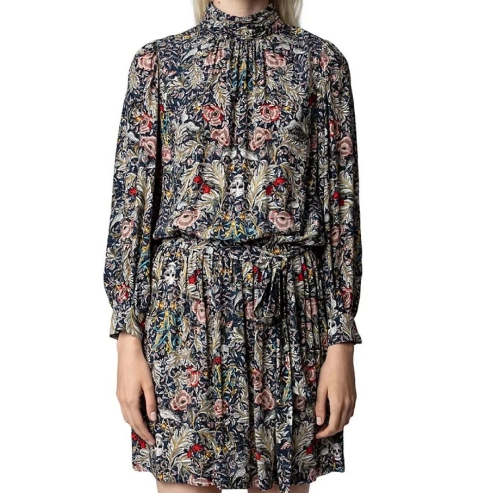 NWT Zadig & Voltaire Rivali Flowers & Skulls Dress Size M